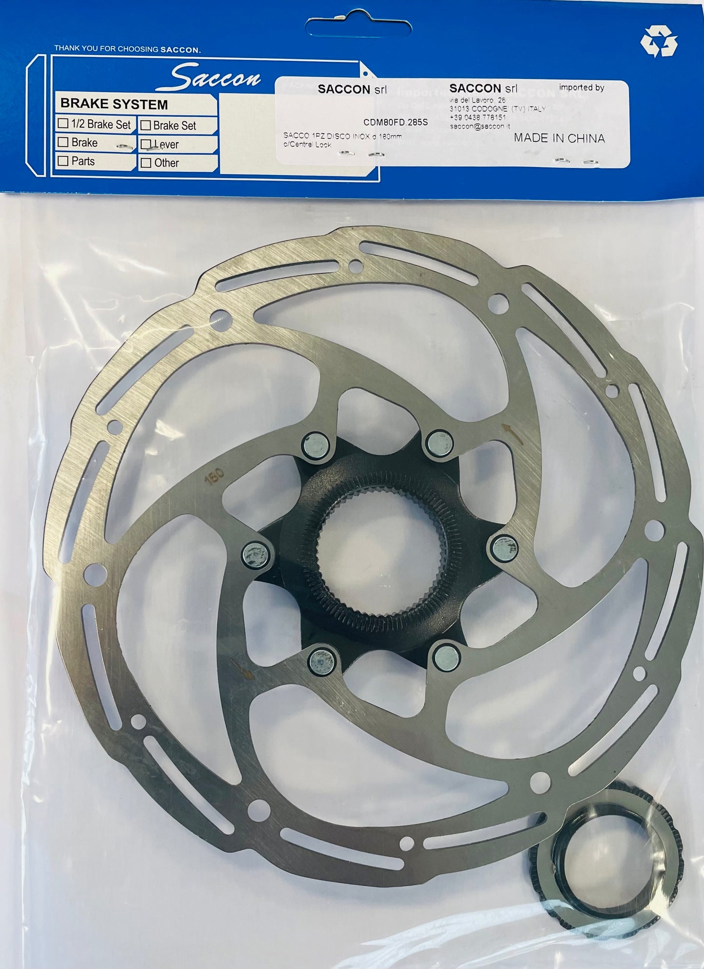 Saccon CDM80FD.285S rotor 180 mm centra lock
