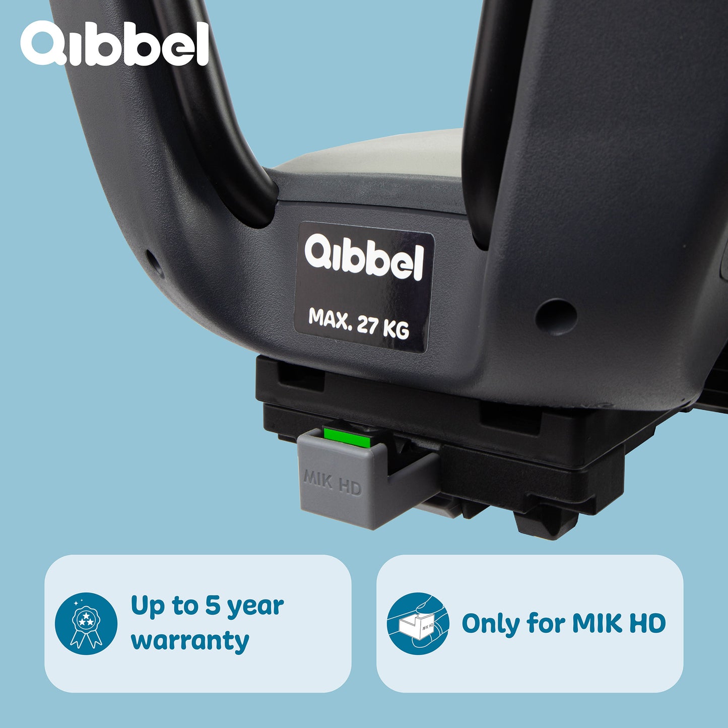 Qibbel Q351 Junior 6+ zitje Granite Grey incl. voetsteunen en voetbeschermingsplaten