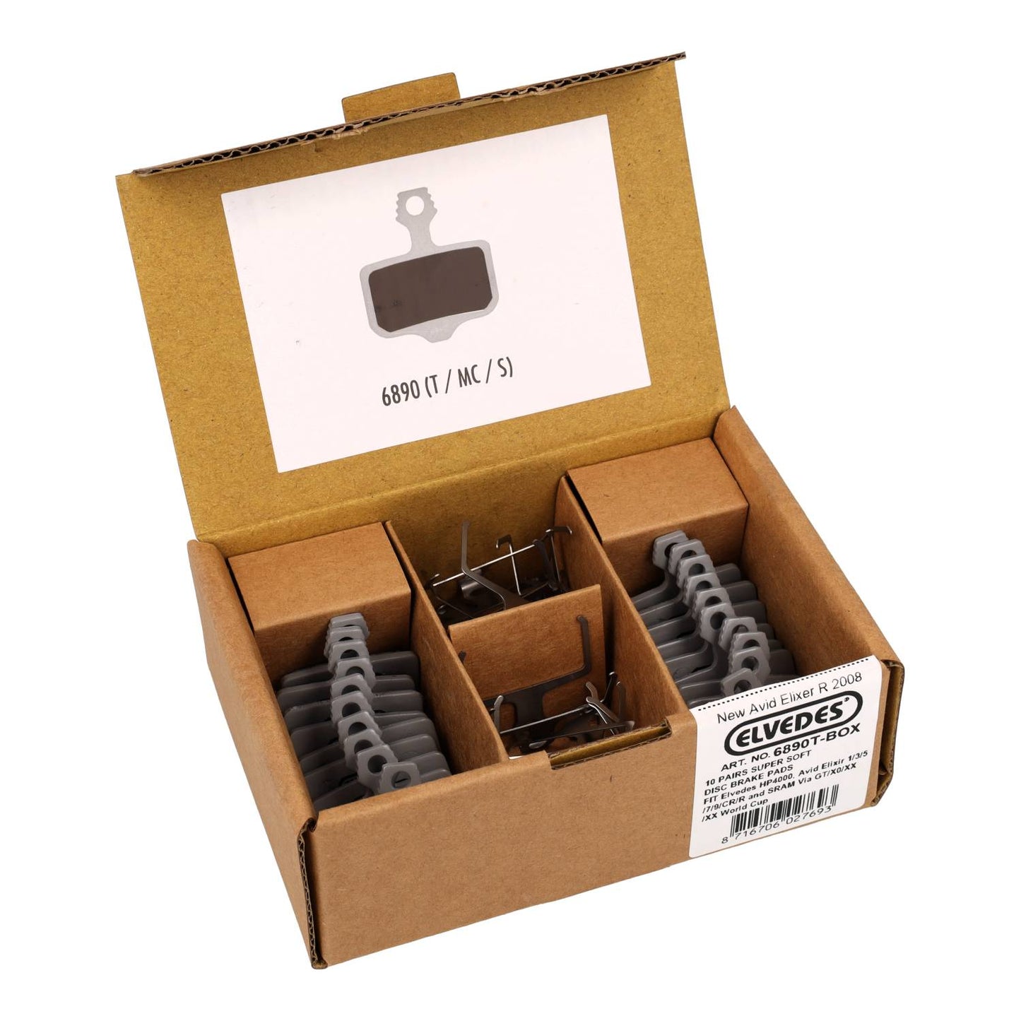 Elvedes 6890T-BOX disc brake pad soft compatible Avid (10)