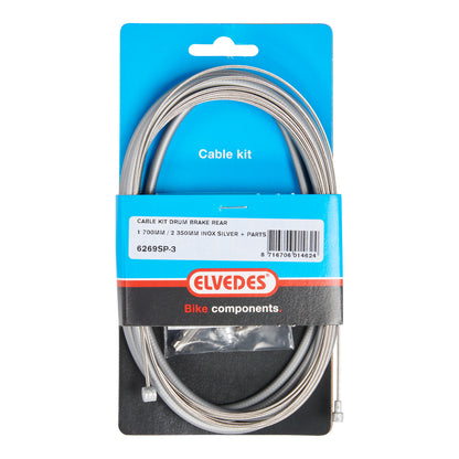 Elvedes 6269SP-3 RVS achterremkabel zilver+draadeind+inbus t.b.v. trommelrem