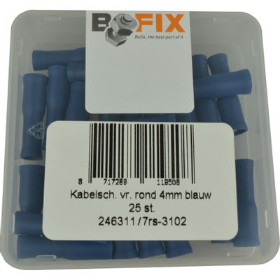 Kabelschoen vrouw rond 4 mm. blauw