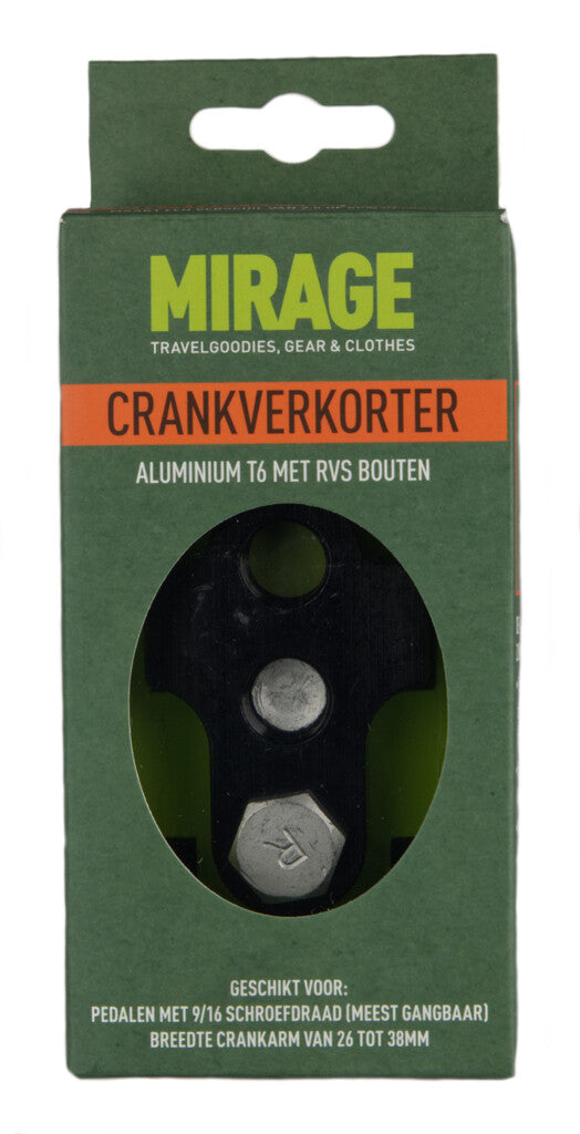 Mirage crankverkorter aluminium T6 met RVS bouten zwart