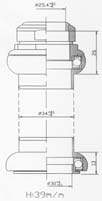 Tecora balhoofdstel 1.1/8"  draad cartridge zwart 30.0