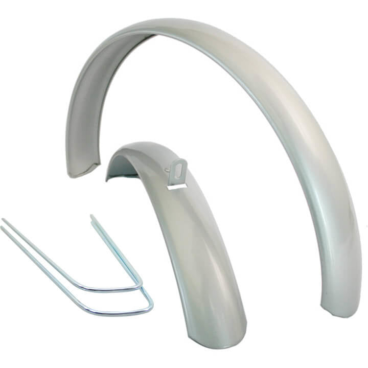 Spatbord set ATB met stangen cpl. zilver 24"