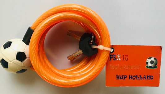 Pex-It fietsfunkabelslot oranje met voetbal