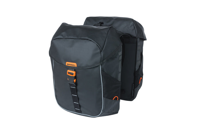 Basil 18086 Miles Tarpaulin dubbele fietstas 34L. zwart oranje