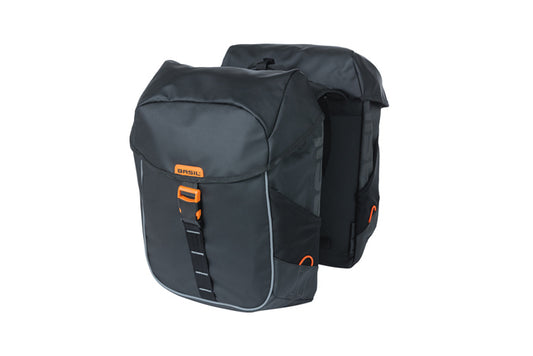 Basil 18086 Miles Tarpaulin dubbele fietstas 34L. zwart oranje