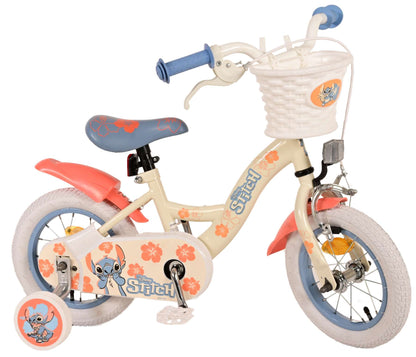 Disney Stitch kinderfiets 12" crème koraal blauw