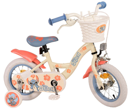 Disney Stitch kinderfiets 12" crème koraal blauw