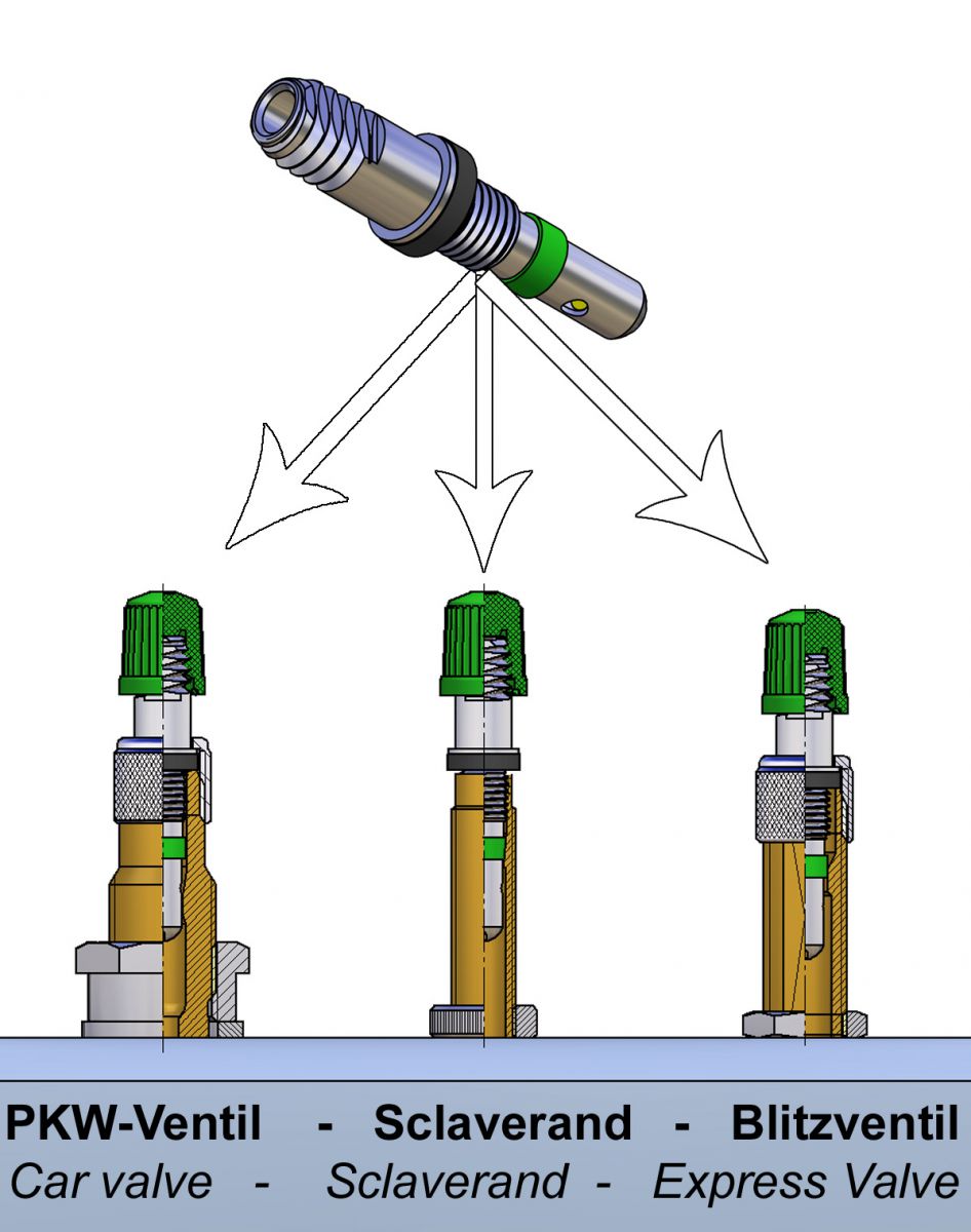 Alligator ventiel universeel 2-delig zilver