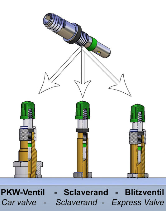 Alligator ventiel universeel 2-delig zilver