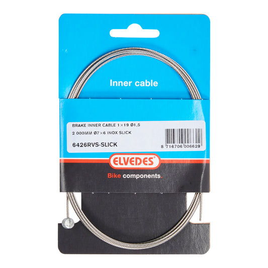 Elvedes 6426RVS-SLICK rem binnenkabel 2.00 mtr. tonnippel extra glad 7x6