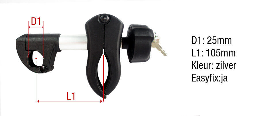 Pro User Framehouder Easy fix afsluitbaar aluminium kort 25mm