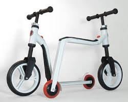Loopfiets en step 2 in 1 wit/rood
