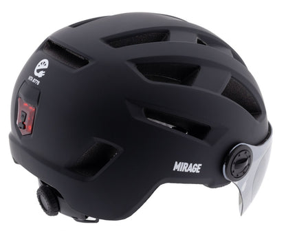 Mirage E-bike helm 58-61cm, NTA m/vizier/fidlock,LED,mat zw