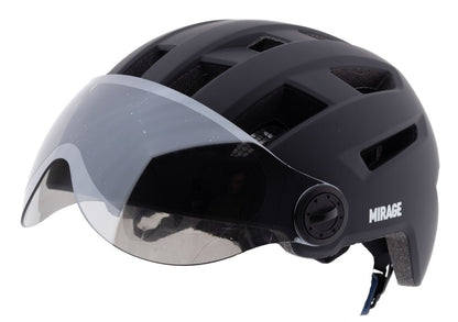 Mirage E-bike helm 58-61cm, NTA m/vizier/fidlock,LED,mat zw