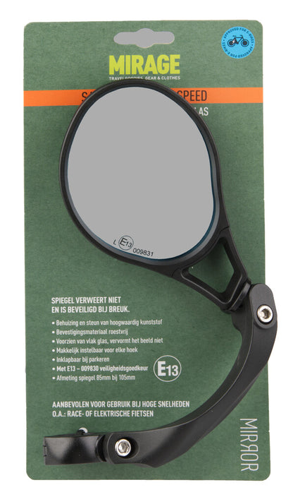 Mirage spiegel Hi-Speed met klem links zwart