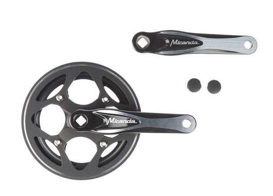 Miranda crankstel 44T. Alfa 1 R plus zwart/alu. steek 104 + rockring