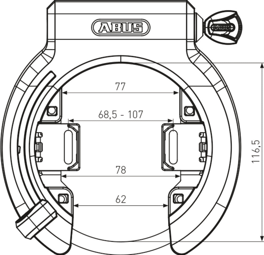ABUS ringslot 6950ML R BK OE XpPlus / ketting 9809K/140 BK gl. Steel-O-Chain ART2-One Key Option