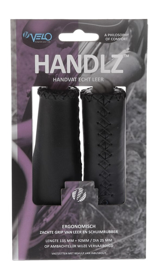 Velo handvatten VLG-649D2 leer met ergo grip 135/92 mm zwart